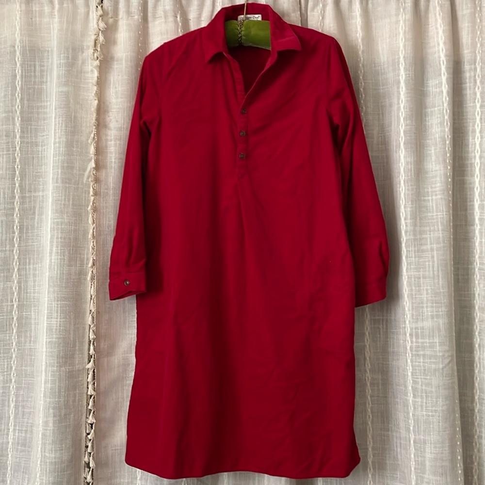 Red corduroy Coldwater Creek shirt dress. S